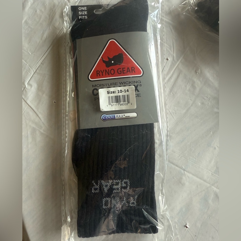 Ryno Gear Black Crew Socks, size 10-14, 8 pairs of socks
